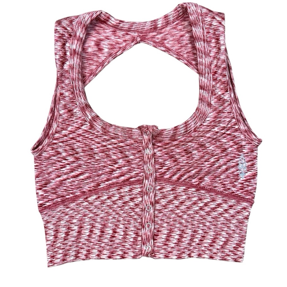 NWOT FREE PEOPLE FP MOVEMENT RED CROPPED BUTTON UP TOP - Picture 2 of 10